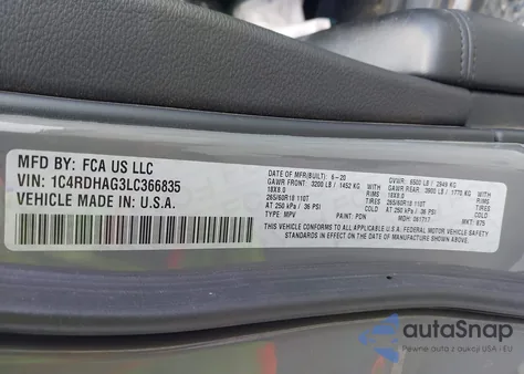 2020 Dodge Durango Sxt from USA, damaged, VIN 1C4RDHAG3LC366835